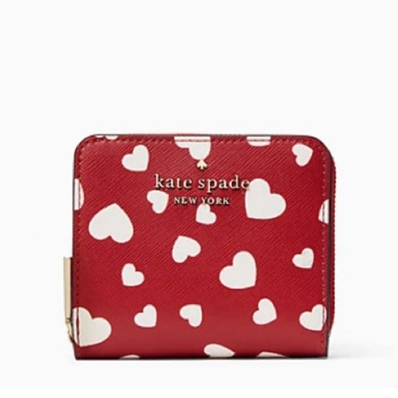 Kate Spade Love Heart Pop Printed Boxed Small Zip Wallet Red - Picture 5 of 10